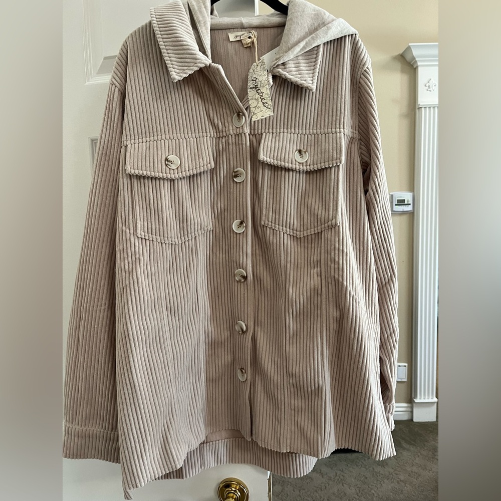 Mystree Light Tan Corduroy Utility Jacket Super Soft